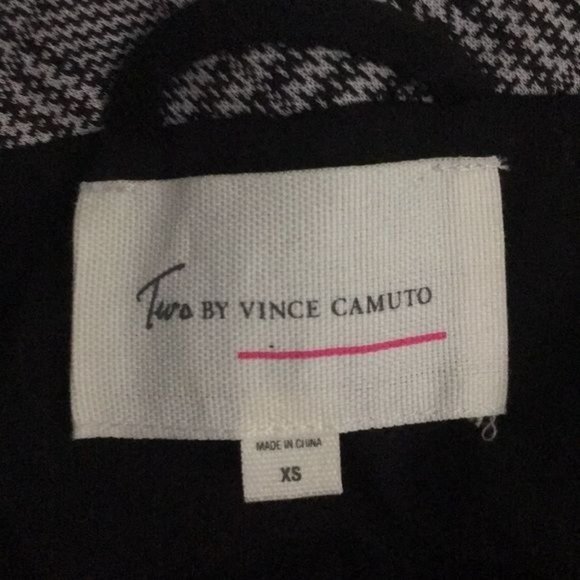 Two by Vince Camuto Moto Jacket XS Black White Check Plaid Blazer Zipper NEW - Picture 6 of 7